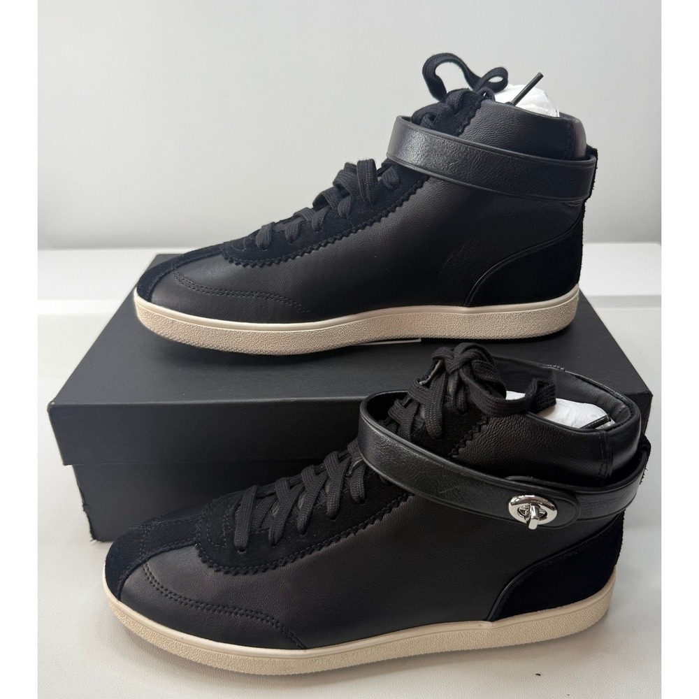 Coach Pembroke Black Napa Leather Turnlock High Top Sneakers Q9125 W 9.5M NEW